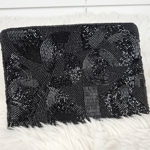 Black Beaded Clutch WPL 11403